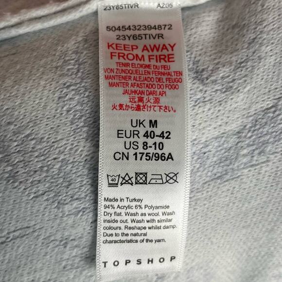 TOPSHOP | Light Blue & White Embossed Floral Mock Neck Sweater | Women's 8-10 - Picture 8 of 9